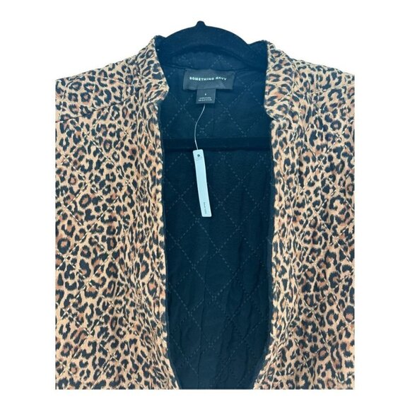 Something Navy Leopard Black Reversible Quilted Jacket NWT - Picture 12 of 14